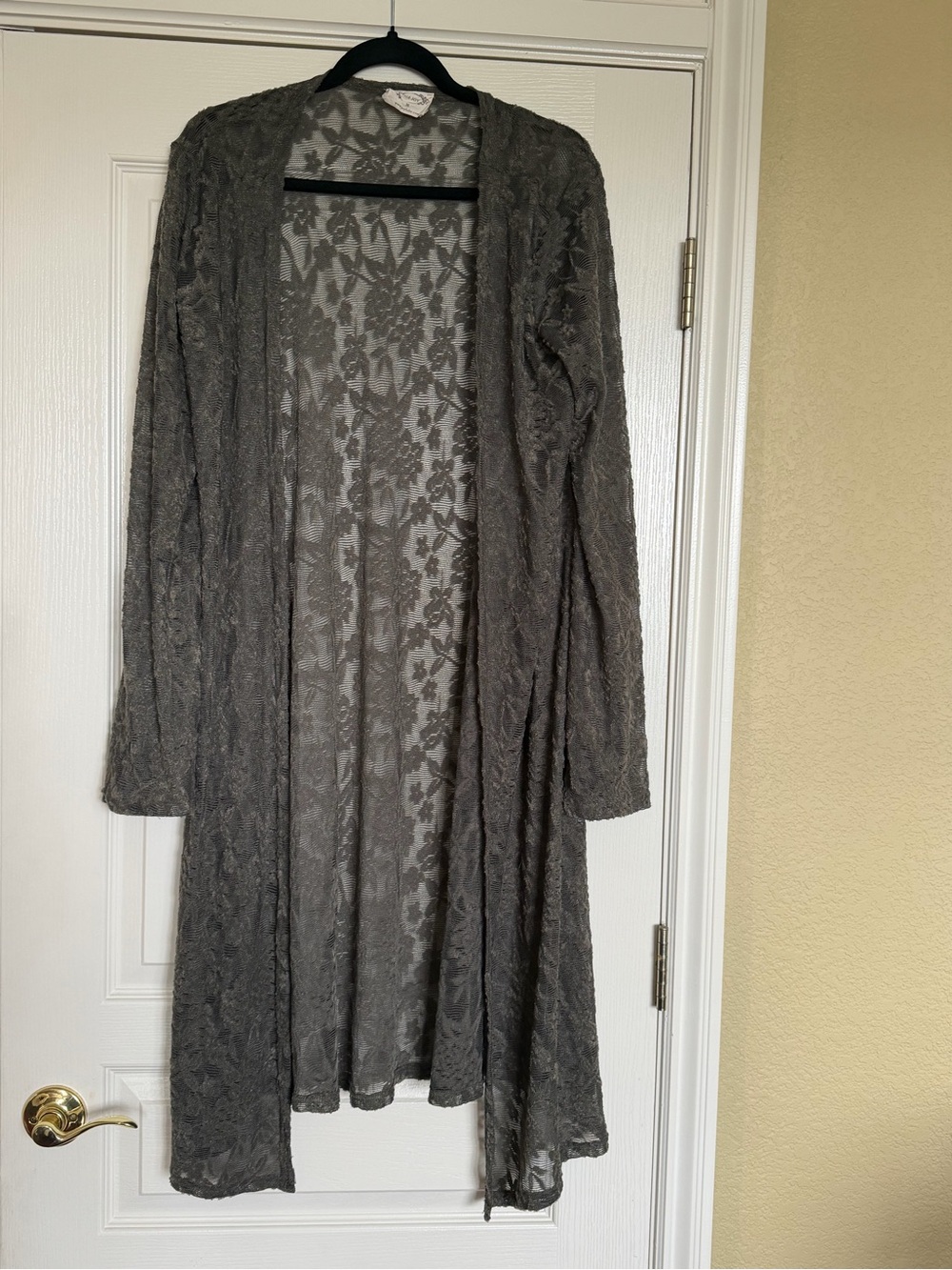 Joyfolie Sheer Lace Xiomara Duster - Olive Green